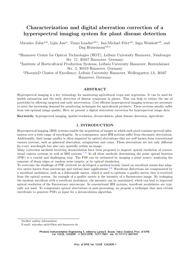 Research Publications - Hyperspectral Imaging