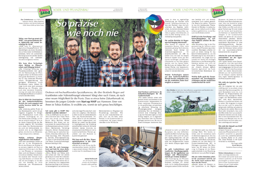 Press article about HAIP Solutions from Bauernzeitung - junges Land
