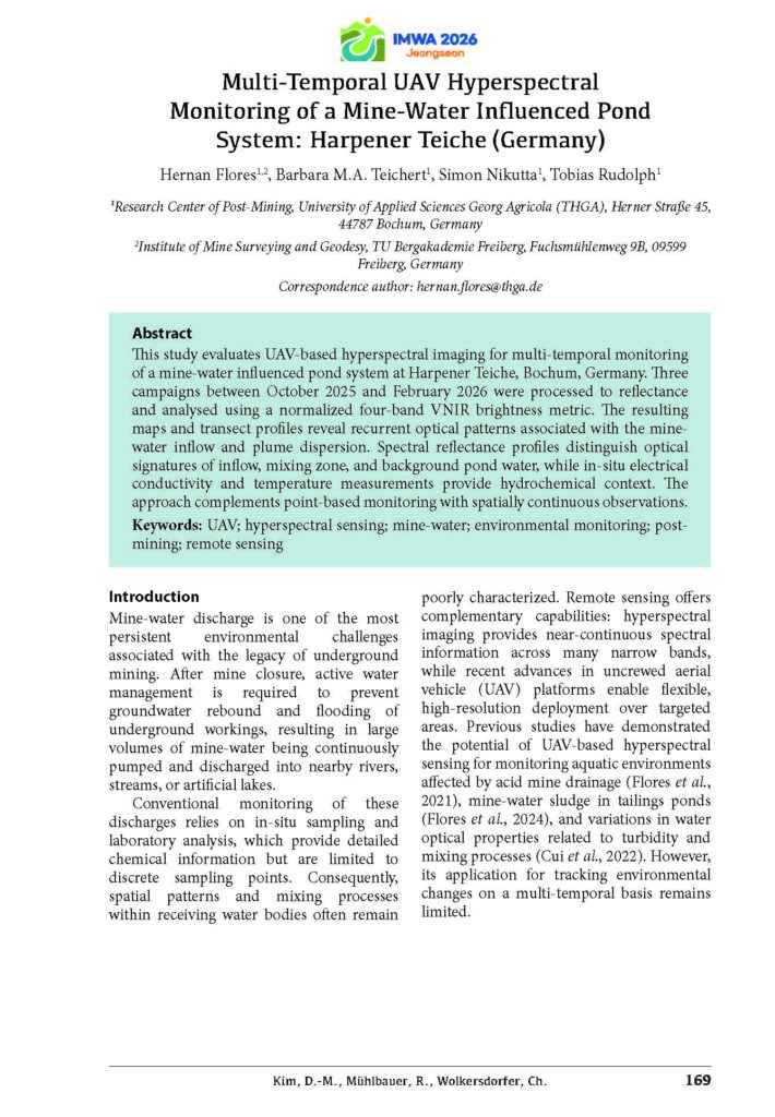Research Article: Multi-Temporal UAV Hyperspectral Monitoring of a Mine-Water Influenced Pond System: Harpener Teiche (Germany)